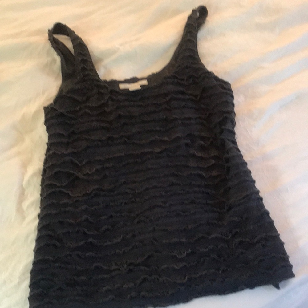 Charlotte Russe gray fancy tank with ruffle texture.